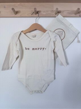 Tenth & Pine “Be Merry” long sleeve cotton bodysuit